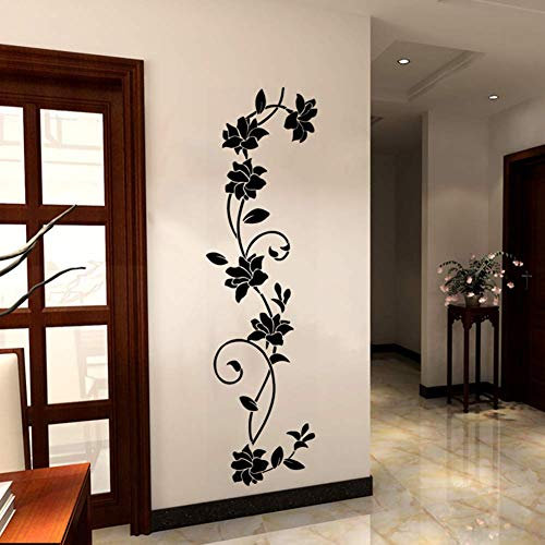 Ogquaton Fleur noire vigne sticker mural décalque maison tv fond salon décoration créative et utile