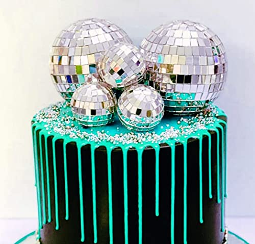 JeVenis Disco Kugel Tortenaufleger Disco Kugel Kuchendekoration Disco Cupcake Topper Disco Cupcake Picks Disco Cupcake Dekorationen 70er Jahre Cupcake Topper 70er Jahre Disco Party Zubehör