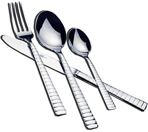 JAY Cubertería Duna de acero inoxidable 18/10, estuche de madera 75 piezas para 12 personas. Fabricada en España