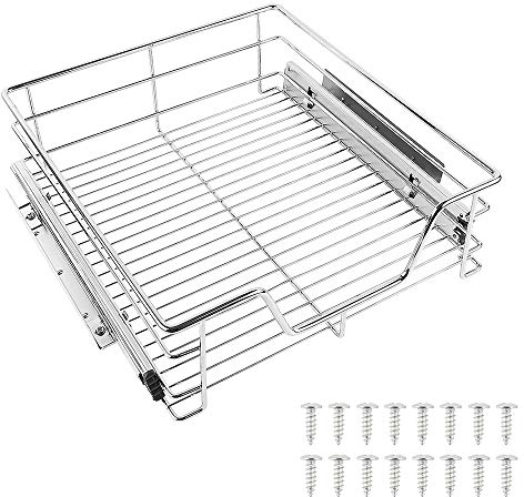 shunyi fashion Teleskopschublade, Ausziehkörbe für die Küchenunterschränke, Einbauschublade mit Schienen, Schrankauszug Verchromt Küchenschrank Organizer