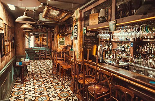 BAR Fototapete VLIES-500x280 cm (3949A)-Retro Diner Cafe Holz-Struktur Design Vintage Pub Wandtapete-Inkl. Kleister-Vliestapete Bild Dekoration Wand-Dekor Moderne Motiv-Tapete Panorama Poster XXL