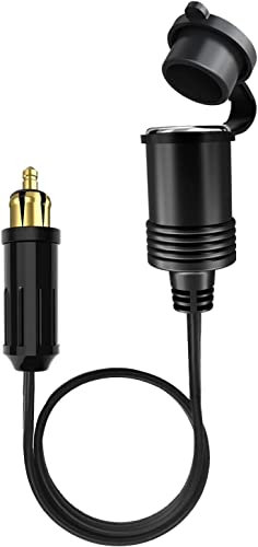 AUTOZOCO Adaptador de enchufe DIN a toma de corriente de encendedor de cigarrillos, Convertidor de conector DIN a mechero, Cable adaptador de toma DIN a encendedor, DC 12V-24V, 40 cm longitud