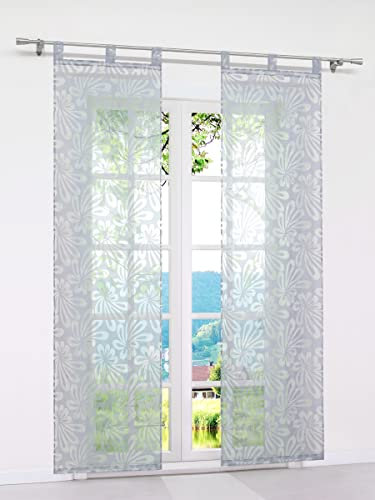 ESLIR Schiebegardinen Ausbrenner Flächenvorhänge Set 2er Gardinen mit Schlaufen Schiebevorhang Transparent Vorhang Grau #2 BxH 57x245cm 2 Stück