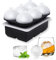 HONYAO Eiswürfelform Silikon Eiskugelform Eiswürfelbehälter Ice Cube Tray, große Quadratische Eisformen mit Deckel stapelbar BPA-frei (Schwarz 8)