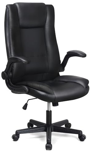 T-THREE.High-back ergonomic office swivel chair, executive seat with tilt function, supports up to 150kg（Black）