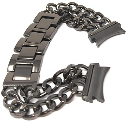 System-S Armband 20 mm aus Metall für Samsung Galaxy Watch 4 Smartwatch in Schwarz mit Metallverschluss