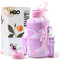 H2O Capsule 2.2 l halbe Liter Wasserflasche mit Aufbewahrungshülle und abnehmbarem Strohhalm,BPA-frei, großer, wiederverwendbarer Getränkebehälter mit Griff, 2.2 Liter, lila Batikfärbung