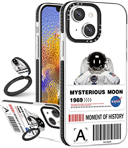 Toycamp Schutzhülle für iPhone 13, mit Ständer, Astronauten-Design für Herren, Jungen, Mädchen, Teenager, cooler Kosmonautenaufdruck, transparente Schutzhülle für iPhone 13 (6,1 Zoll)