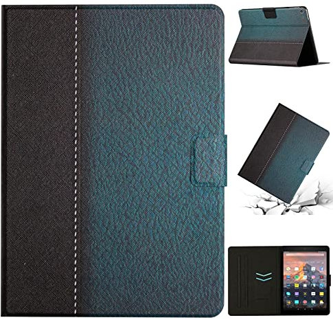 ZZjingli Custodia for Tablet in Pelle Intelligente con Cuciture in Tinta Unita for Amazon Kindle Fire HD 8 2018/2017/2016 (Verde) (Grigio) (Arancione) ECC (Color : Green)