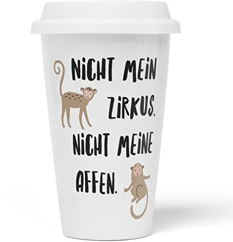 JUNIWORDS To-Go Becher mit Deckel, Nicht mein Zirkus, nicht meine Affen (1008372)