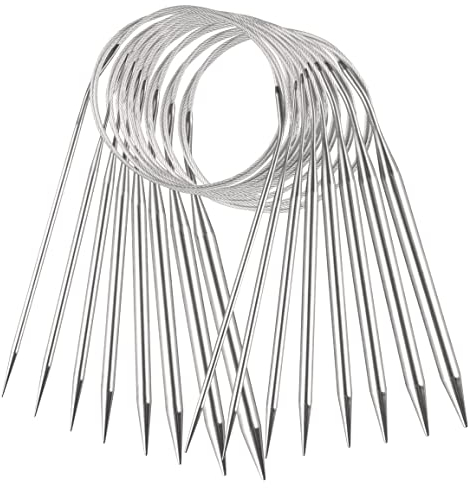 Edelstahl Rundstricknadeln 80 cm, 8 Stück Rundstricknadel Set Stricknadeln Garnnadeln Verschiedene Größen Häkelnadeln Stricknadeln Set mit Metalldraht (2mm/2,5mm/3mm/4mm/5mm/6mm/7mm/8mm)