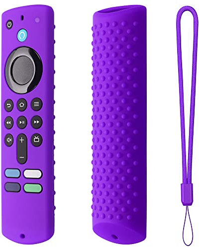 2022 Fernbedienungshülle kompatibel für Fire TV Stick (3. Generation) dritte Generation, Fernbedienungsschutzhülle Silikon staubdichter Hüllenschutz mit Lanyard (violett)