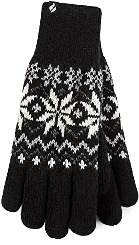 HEAT HOLDERS - Ladies Cute Striped Fairisle Warm Knitted Fleece Lined Winter Thermal Gloves