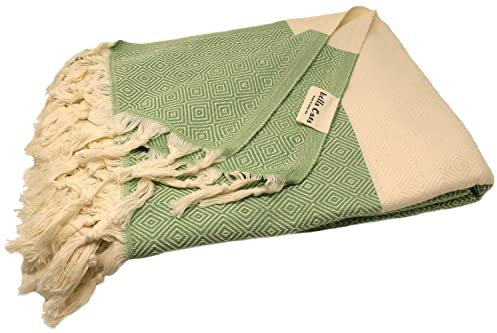 Stefano Ferrante ELMAS Tagesdecke Bettüberwurf Überwurf Plaid Baumwolle 170x220 cm (grün)