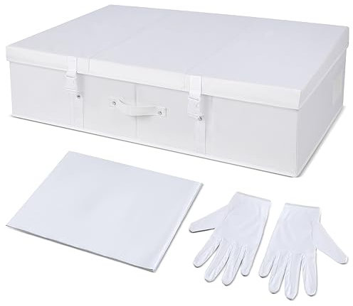 Berlune Aufbewahrungsbox für Hochzeitskleider, Aufbewahrungsbox, mit 100 Blatt säurefreiem Seidenpapier und 1 Paar Mikrofaser-Handschuhen zur Aufbewahrung von Hochzeitskleidern, 78,9 x 50,8 x 20,3 cm