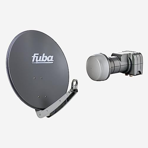 Fuba Sat Anlage 2 Teilnehmer | Satellitenschüssel Komplettset - DAA 650 A Sat-Schüssel 60x65cm Alu anthrazit + Fuba DEK 217 Twin LNB 2 Teilnehmer (DVB-S2, HDTV, UHD 4K/8K, 3D) mit LTE-Störfilter