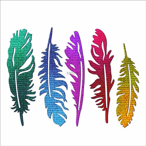 XMZZMX Halloween-Feder-Metall-Stanzformen für Kartenherstellung, Papierprägung, Stanz-Set, Aufbewahrungstaschen, Zubehör, Scrapbooking-Schablonen