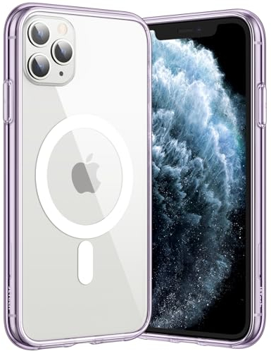 JETech Magnetisch Hülle für iPhone 11 Pro Max 6,5 Zoll Kompatibel mit MagSafe Kabellosem Laden, Stoßfeste Stoßstange Handyhülle, Kratzfeste Transparente Rückseite (Violett)