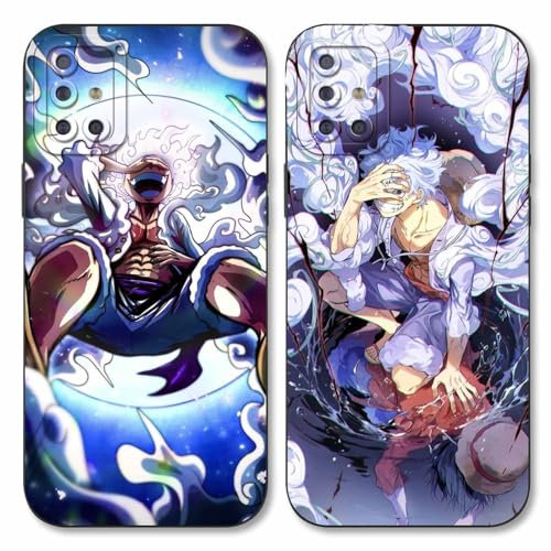 PBNDJVG 2 Stück Handyhülle für Samsung Galaxy A51 4G/M40S Hülle 6.5'' Anime Luffy Zoro Gear 5 Sun God Nika Muster Design Manga Case Kameraschutz Schutzhülle TPU Silikon Weich Ultra Dünn Schwarz1
