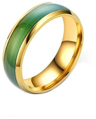 Mesnt Ring Edelstahl Herren, Männer Frauen Ringe Farbwechselnder Stimmungsring 6MM, Gold, Größe 60 (19.1)