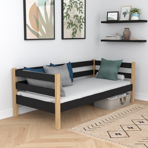 N-wood N01 Bett 90x200 cm, Sofabett, Bettgestel mit lattenrost, Multifunktional Einzelbett für Kinder, Jugendliche, Seniorbett, aus Eichenholz, abgerundete Kanten, Hochwertige Materialien, Eiche