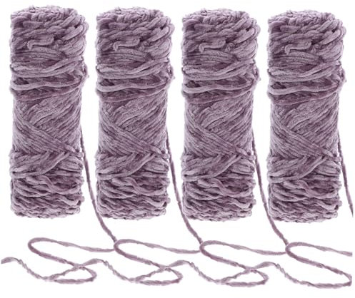 HEALEEP 4 Stück Buntes Goldsamtgarn Chenille-Webmaterial gewebte Decken Häkelgarn gestrickte Decke Chenillefaden wolle weben selber machen Hausschuhe Schal Produkt Chenille bunter Goldsamt