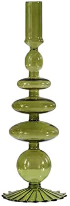 BestAlice Bougeoirs en Verre Bougeoirs Coniques en Verre Coloré Chandelier Bougeoirs en Verre Ondulé Bougeoir en Verre élégant Vases en Verre pour Pièce Maîtresse de Fête à la Maison(Vert L)