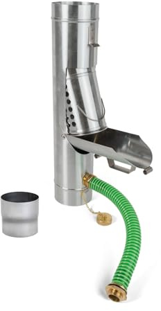 Regensammlersammler Zink mit Korb DN 100 inkl. Adapter Regenwasserfilter Laubabscheider für Blechfallrohre mit Ø 100 mm. Verhindert das Zusetzen und Verstopfen von Fallrohren durch Grobschmutzsieb