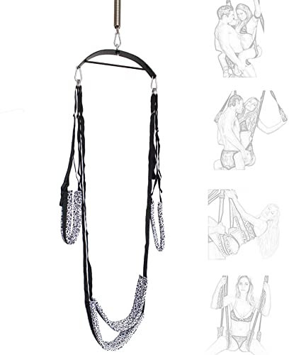 LekesaSIES Liebesschaukel mit Extra Breiten SM Bondage Polstern Deluxe Sexschaukel Sex Swings Love swing SM Set Bondageset Extrem BDSM Sexpositionen Sexspielzeug für Paare (Color : Weißer Leopardenpr