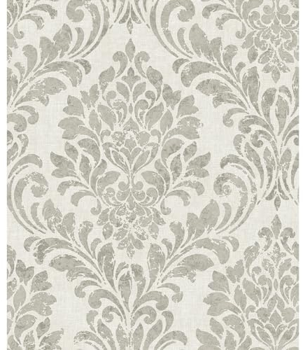 Muriva Darcy James Collection Eleanor Cream Damask Wallpaper - Modern Traditional Damask Pattern Effect Wallpaper for Living Room, Bedroom, Hallway