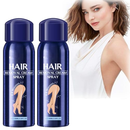 Hair Removal Cream Spray for Women, Haarentfernungsspray, Schmerzlose Körper-Haarentfernungs-Spray für Beine, Hände, Unterarm-Rücken, Enthaarungsmittel für Frauen und Männer (2 Stück)
