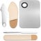 Huakaile 3 Pcs Makeup Foundation Spatula Spoon Tool Set, Make Up Mixing Palette Tray, Stainless Steel Skin Care Spatula, Cosmetic Scoop Scraper for Skincare Face Eye Cream