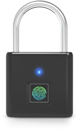 Lucchetto con impronte digitali, IP55, impermeabile, lucchetto, impronte digitali, ricarica USB Bluetooth, biometrico, alta chiusura di sicurezza per palestra, garage, capannone, nero