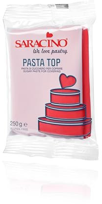Saracino Top Rote Fondant zum Abdecken, 250 g, hergestellt in Italien