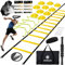 Agility Ladder Speed Training Equipment Set, 20ft Speed Ladder, 4 Hurdles, 10 Speed Cones, Running Parachute, Football Basketball Soccer Training Equipment for Kids Youth Adults - Enhance Speed