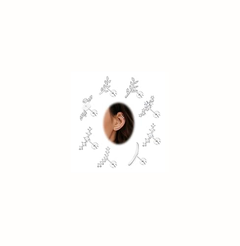 Adramata 9 Stück Piercing Helix 16G Chirurgenstahl Knorpel Ohrpiercing Stern Blatt Opal CZ Tragus Ohrringe 6mm/8mm Conch Knorpel Ohrring Gold Silber Piercing Ohr Schmuck,S8