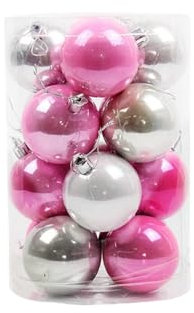 Lot de 16 boules de Noël à suspendre - Atmosphère de Noël - 4 cm - Rose argenté (60 g)
