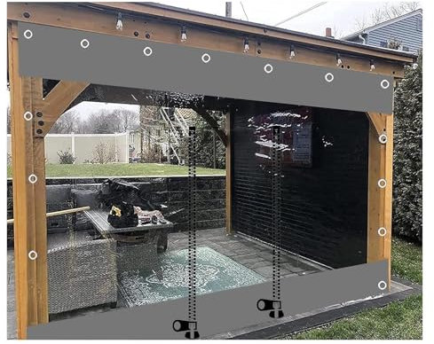 DGAMHF Wasserdichte transparente Planenvorhänge, für den Außenbereich, PVC-Plane, Seitenteile, mit Reißverschluss, Pergola, Terrasse, Veranda, Pavillon, wetterfest, Trennvorhänge, mit Ösen, anpassbar