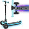 Cariboo Roller Kinder Scooter Mit 3 Rädern Ab 3 Jahren Kinderscooter Kinderroller LED Trittbrett Beleuchtung 5 Mehrfarbige Und 6 Einfarbige Modi Dreirad Höhenverstellbar ABEC7 Türkis LEDstar