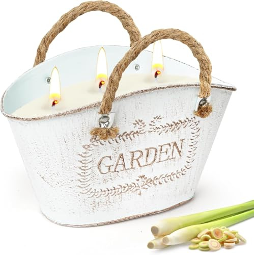 Citronella-Kerze für den Außenbereich, große Citronella-Kerzen, 2 Dochte, Citronella-Kerzen-Set für den Innen- und Außenbereich, Garten, Terrasse, BBQ