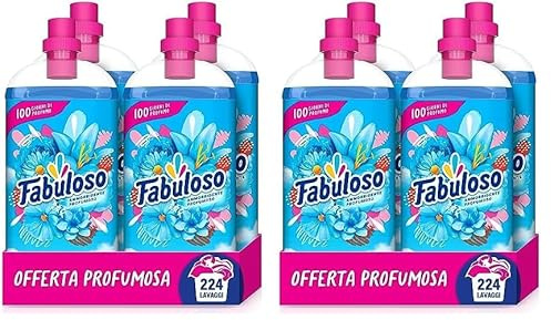 Fabuloso Ammorbidente Concentrato Profumato Fresco Mattino 4x1,25L | Bucato Morbido e Profumato per Settimane* | Fragranza Attivata dal Movimento | Rende i Capi Più Facili da Stirare** | 224 Lavaggi
