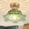 Vloitgol Deckenleuchte Vintage mit lampenschirm Grüne glas, E27 25cm, halbbündige Grüne Deckenlampe vintage blumen Glas für Schlafzimmer Flur Küche Esszimmer Wohnzimmer (Glühbirne nicht enthalten)