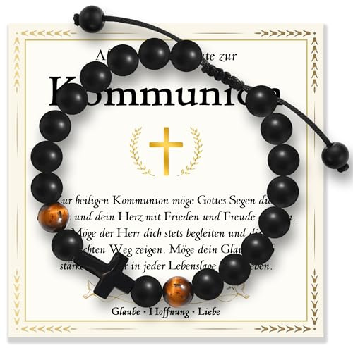 wynn's Geschenke zur Taufe Firmung Kommunion Konfirmation für Jungen, Geschenk für Sohn Bruder, Kreuz Armband für Junge Sohn Bruder Enkel Neffe Geschenkbox