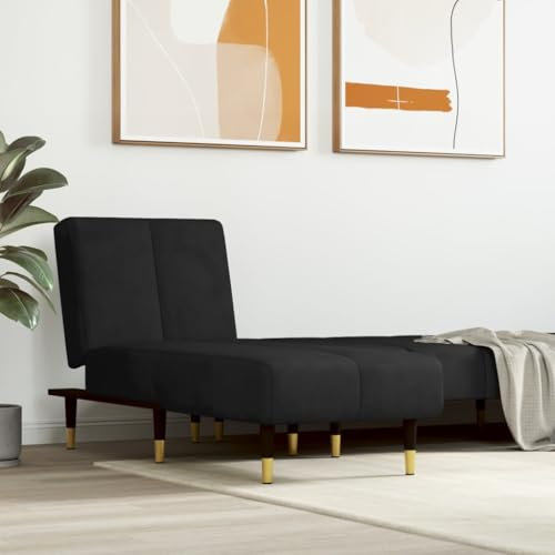 Teenpull Chaiselongue Schwarz Samt, verstellbar, Lounge-Sofa für Wohnzimmer, Schlafzimmer, 3-in-1 Relaxliege, Schlafcouch, Gästebett