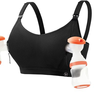 HOFISH Hands-Free Pumping Bra, High Support Nursing Bra for Breastfeeding | Wire-free comfort, flexible fit, hands-free pumping bras, nursing-ready, secure pump hold, for home or work, fits major pumps