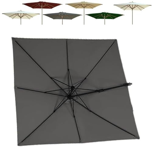 ZYXQQJ 3x3m Carré Parasol De Terrasse 8 Baleines Toile De Rechange pour Parasol De Table Droit Couverture De Parasol Piscine Jardin Piscine Marché(Gray,3x3m/9.8x9.8ft)