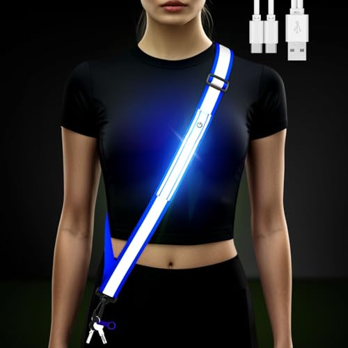 Lauflicht Joggen mit Reflektoren Gürtel,LED Lauflampe Hochsichtbare Verstellbar Nacht Sicherheitslicht Laufgürtel für Joggen Laufen Running Fahrradfahren Hundewandern Outdoor Sports
