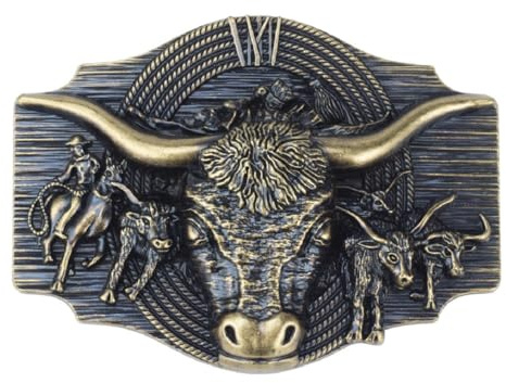 Fachoice Longhorn-Stierkopf-Gürtelschnalle für Männer Bullenreiter-Cowboy-Gürtelschnalle Stammes-Rinder Schmuck fur Herren