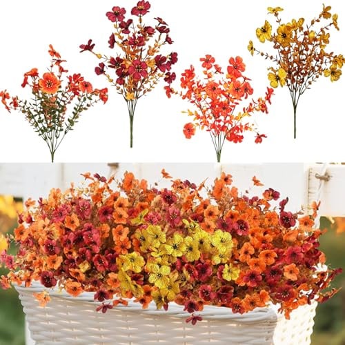 RXKFIGX höstdekoration, 8 buntar konstgjorda höstblommor, Autumn Flowers