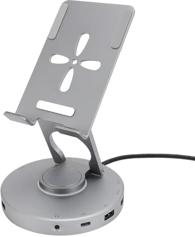Dpofirs 10 in 1 Tablet Holder Hub with 4K HD Multimedia Interface for 15 Phone Outdoor Leisure Deep Gray